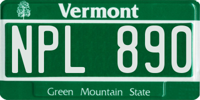 VT license plate NPL890