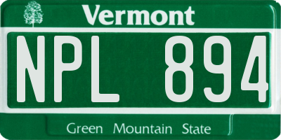 VT license plate NPL894