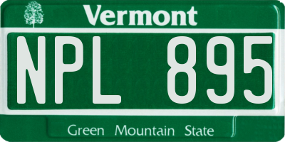 VT license plate NPL895