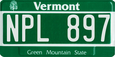VT license plate NPL897