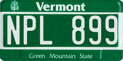 VT license plate NPL899