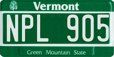 VT license plate NPL905