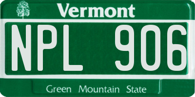 VT license plate NPL906
