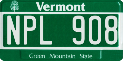 VT license plate NPL908