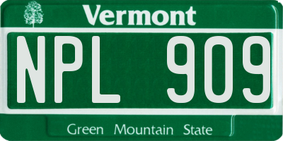 VT license plate NPL909