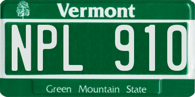 VT license plate NPL910