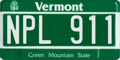 VT license plate NPL911