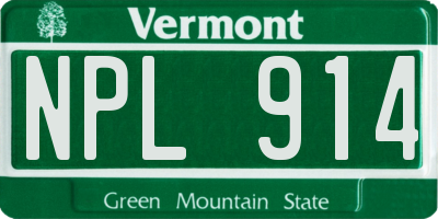 VT license plate NPL914