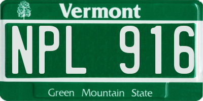 VT license plate NPL916