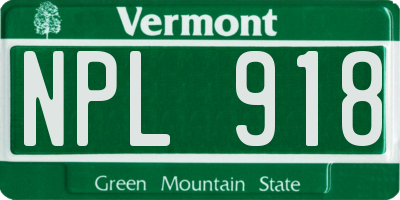 VT license plate NPL918
