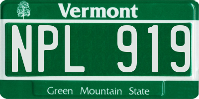 VT license plate NPL919