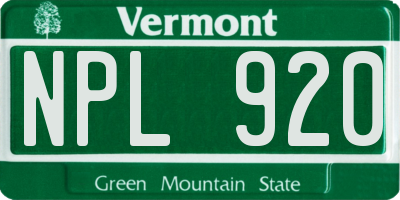 VT license plate NPL920