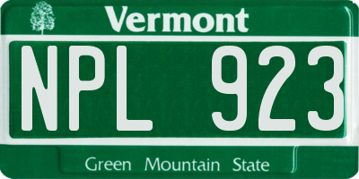 VT license plate NPL923