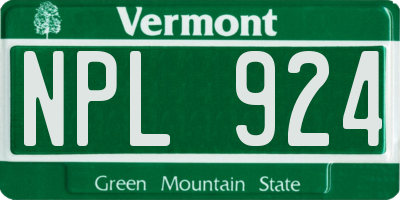 VT license plate NPL924