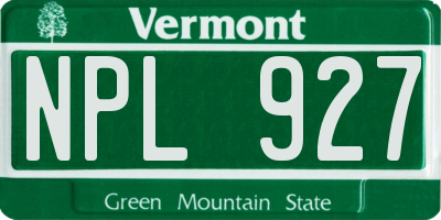 VT license plate NPL927
