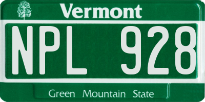 VT license plate NPL928