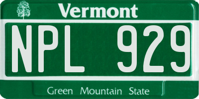 VT license plate NPL929