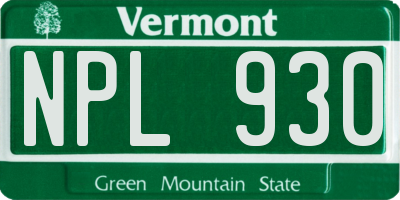 VT license plate NPL930