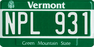 VT license plate NPL931