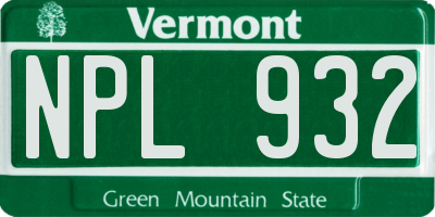 VT license plate NPL932