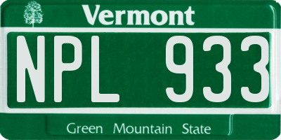 VT license plate NPL933
