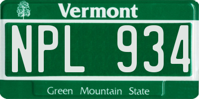 VT license plate NPL934