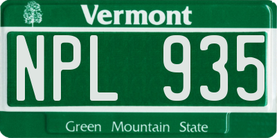 VT license plate NPL935