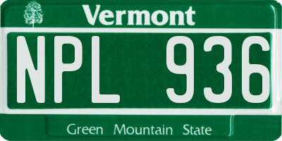 VT license plate NPL936