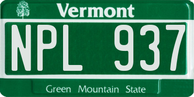 VT license plate NPL937