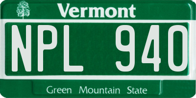 VT license plate NPL940