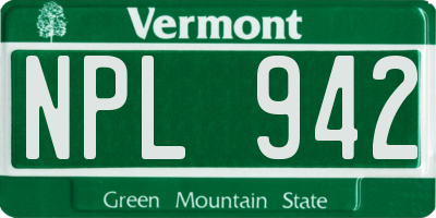 VT license plate NPL942