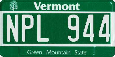 VT license plate NPL944