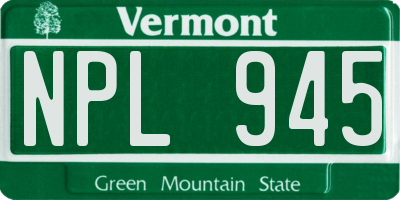 VT license plate NPL945