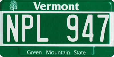 VT license plate NPL947