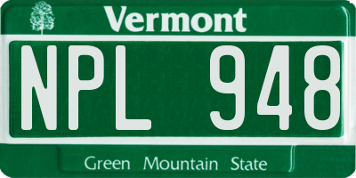 VT license plate NPL948