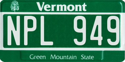 VT license plate NPL949