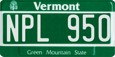 VT license plate NPL950
