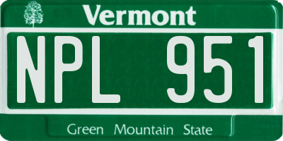 VT license plate NPL951