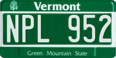 VT license plate NPL952