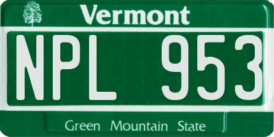 VT license plate NPL953