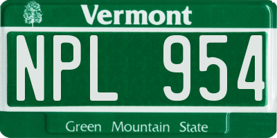 VT license plate NPL954