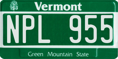 VT license plate NPL955