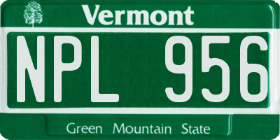 VT license plate NPL956