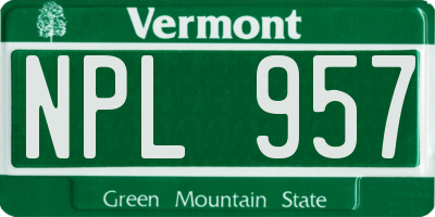 VT license plate NPL957
