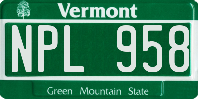 VT license plate NPL958