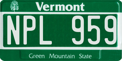 VT license plate NPL959