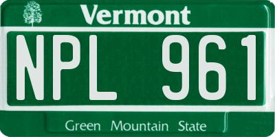 VT license plate NPL961