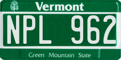 VT license plate NPL962