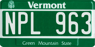 VT license plate NPL963