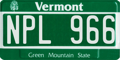 VT license plate NPL966